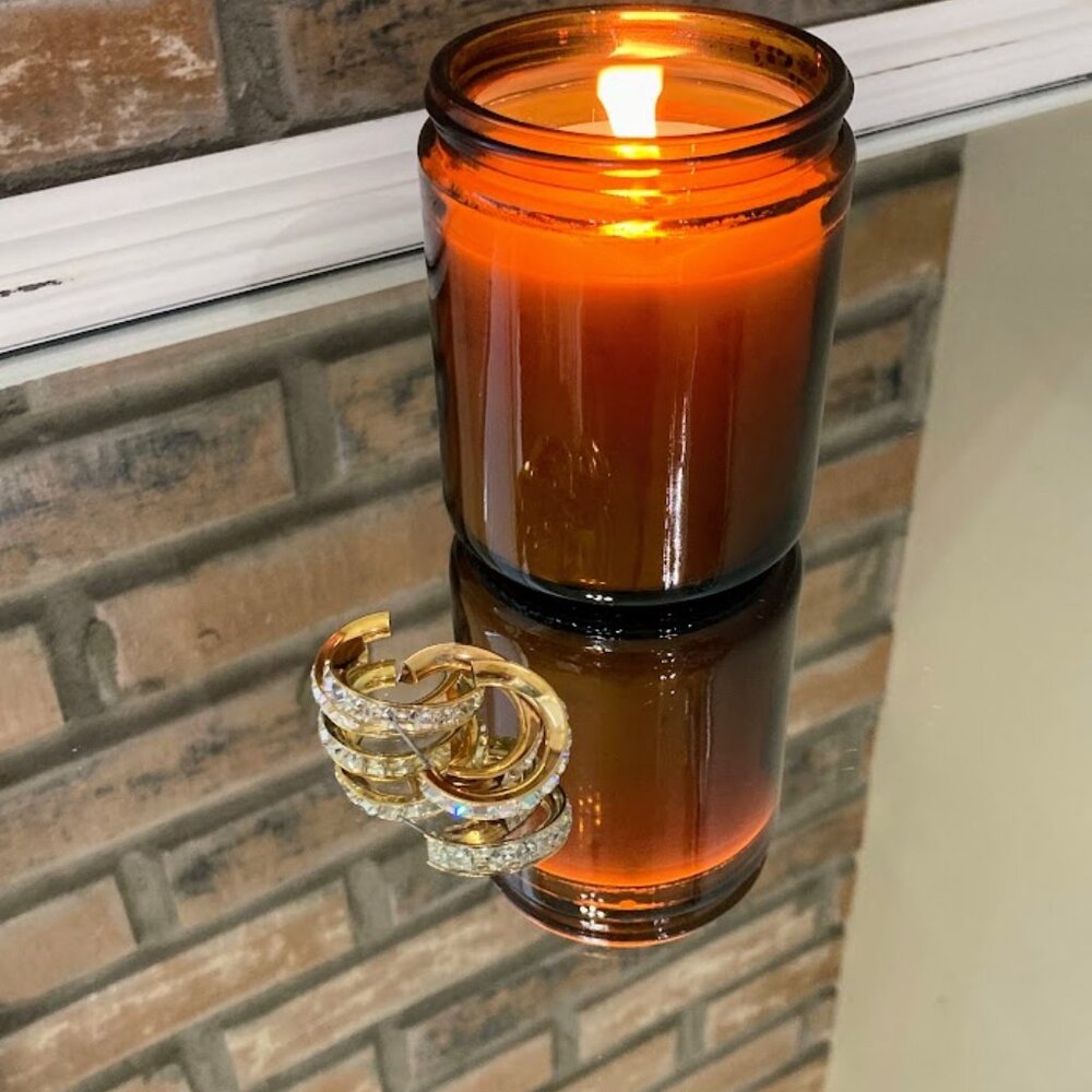 Channel Set Double Hoop Gold-Tone Earrings Brilliant Crystals Princess Cut